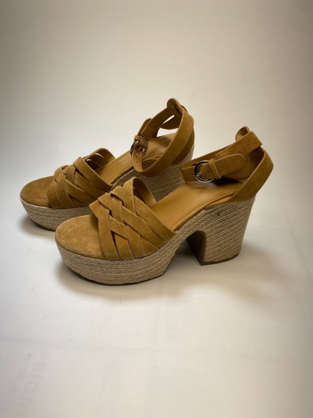 Marc Fisher Womens Oaten Suede Espadrille Platform Sandal Sz 9.5